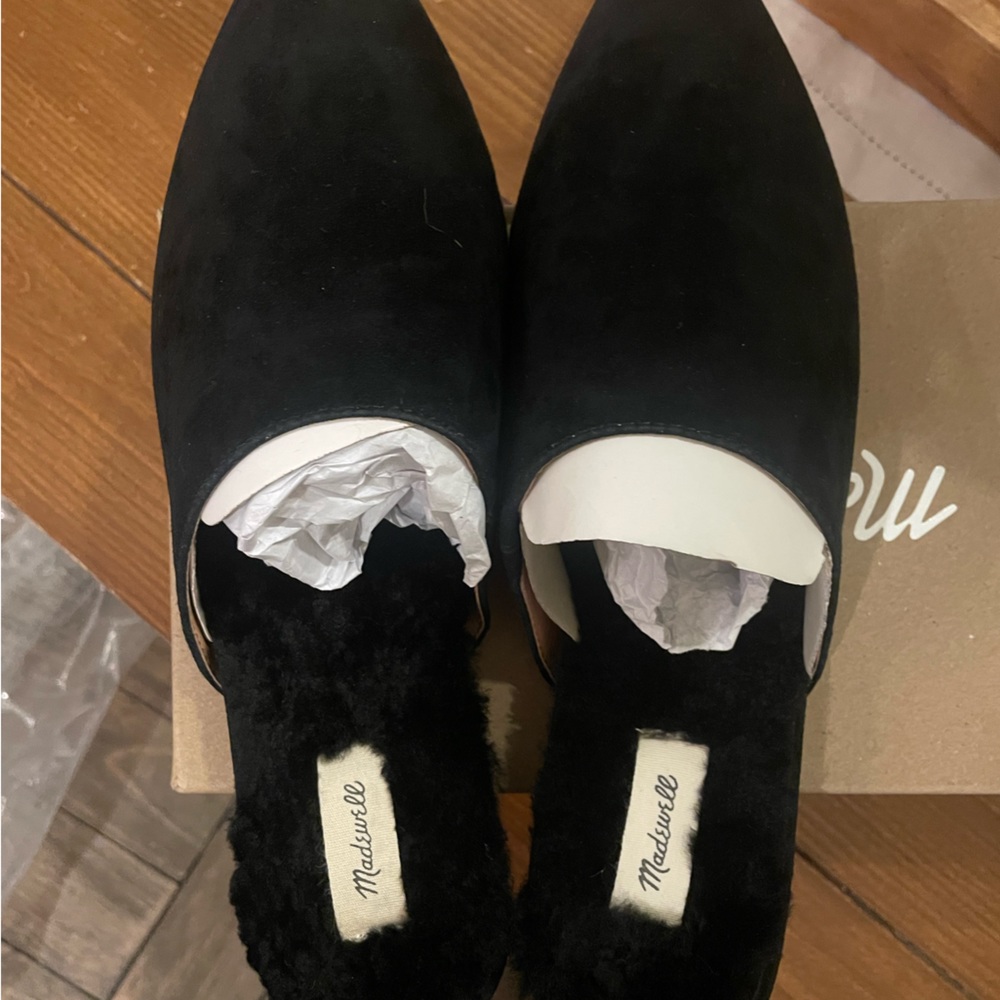 Madewell The Suede Kasey Mule in Faux Shearling sz 8.5 NB286 - Picture 2 of 3